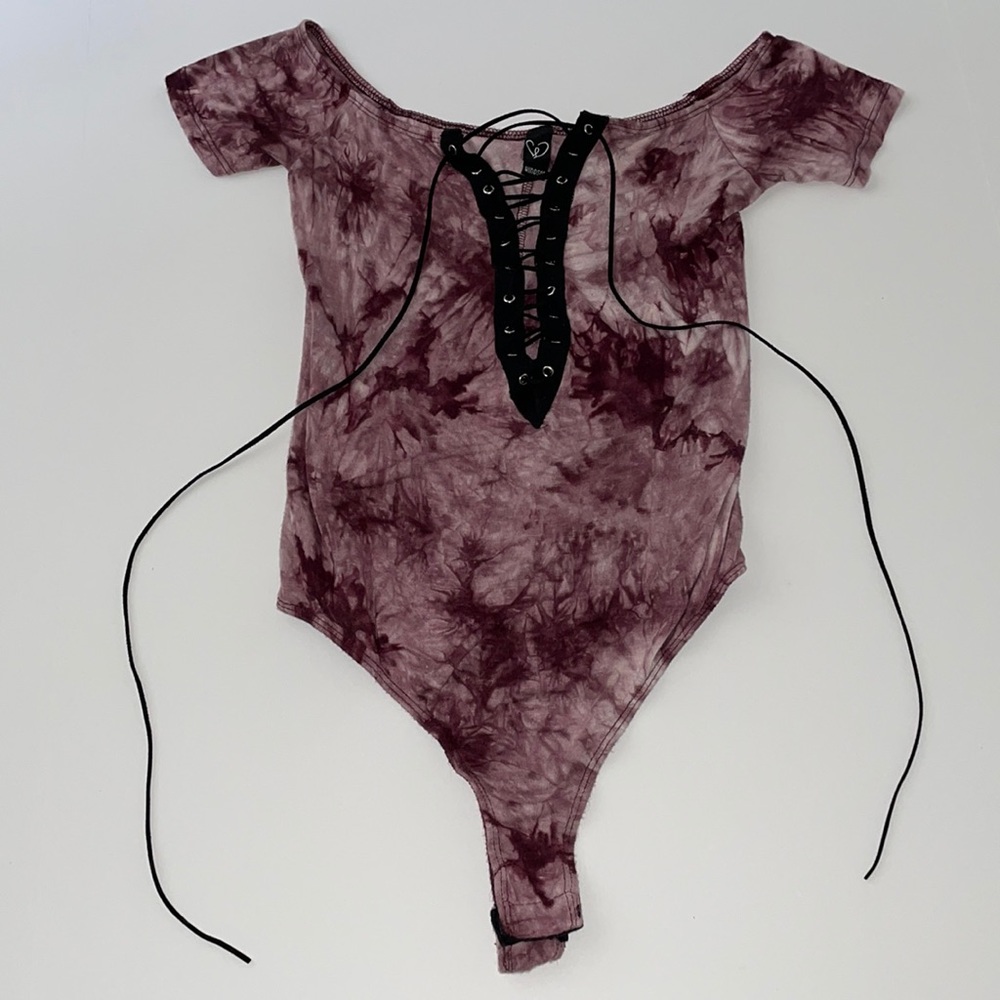 Windsor Purple Tie Dye Off the Shoulder Bodysuit S